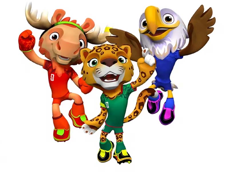 Drie mascottes van het WK 2026